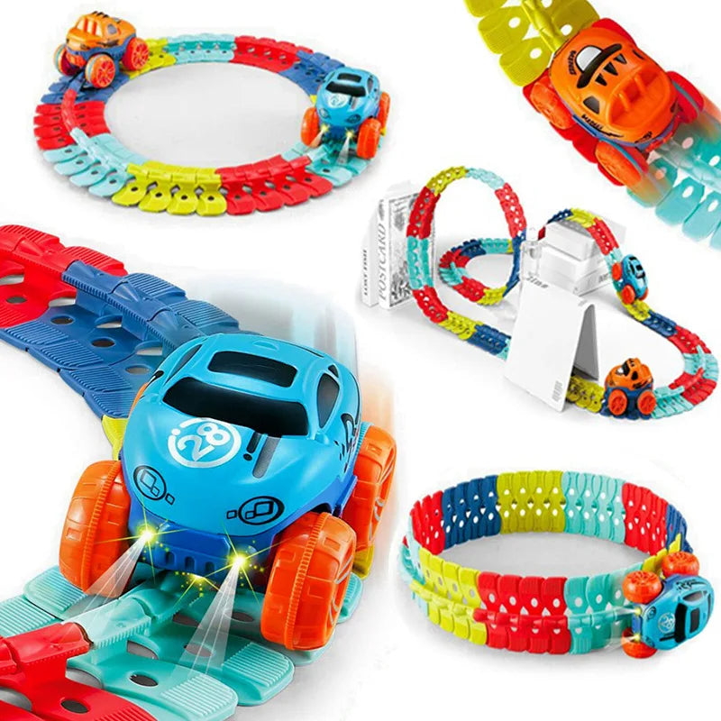 Flexible Track Toy with LED Race Car Racing Railway